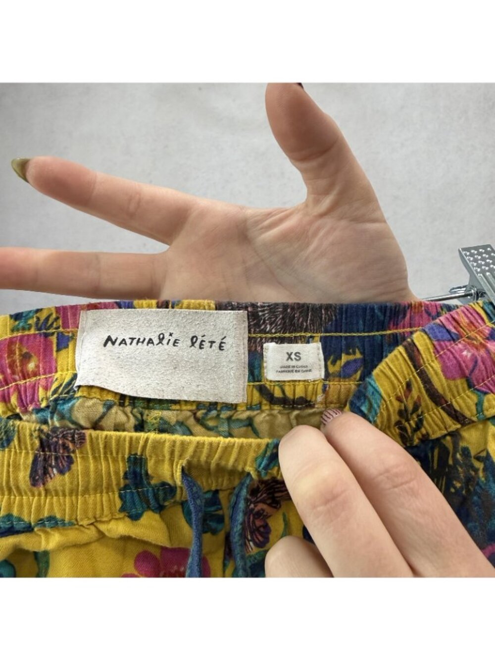 Nathalie Lete Sweatpants Womens XS Yellow Floral Animal Print Elastic Waist - Picture 2 of 9